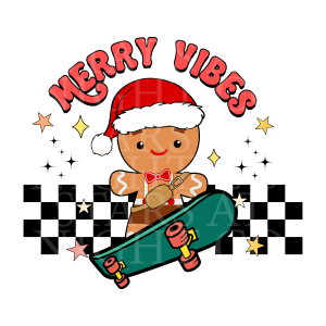 Merry Vibes Gingerbread Skateboard