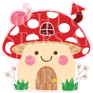 Mushroom House Keychain Size Decal White Gloss Vinyl