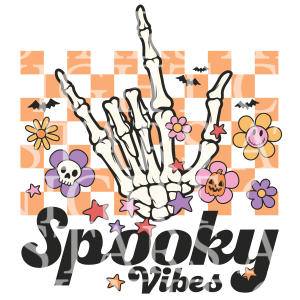 Spooky Vibes Skeleton Hand Retro