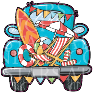 Summer Truck Charm Size Decal White Gloss Vinyl