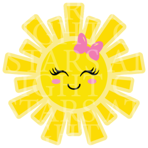 Sun with Bow Charm Size Decal White Gloss Vinyl