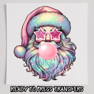 Faux Holographic Santa Blowing Bubble