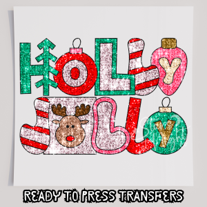 Faux Sequin Holly Jolly
