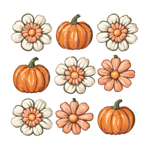 Pumpkins Flowers Fall