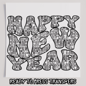 Faux Sequin Happy New Year Silver