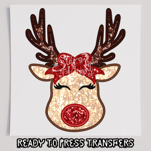 Faux Sequin Reindeer Girl