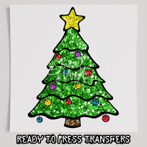 Faux Sequin Christmas Tree With Ornaments