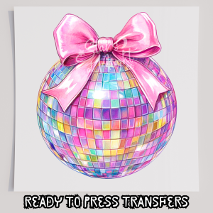 Holographic Pink Disco Ball With Bow