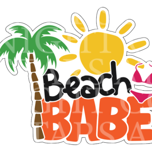 Beach Babe Charm Size Decal White Gloss Vinyl