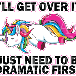 Dramatic Unicorn Charm Size Decal White Gloss Vinyl