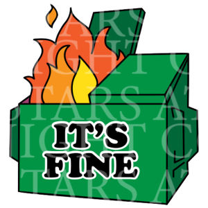 Dumpster Fire Charm Size Decal White Gloss Vinyl