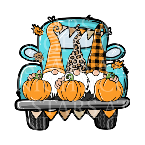 Fall Gnome Truck Charm Size Decal White Gloss Vinyl
