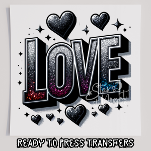 Faux Glitter Black Love