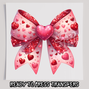 Faux Glitter Pink Valentines Bow