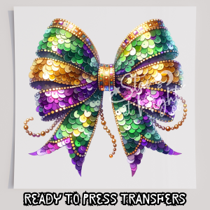 Faux Sequin Mardi Gras Bow