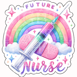 Future Nurse Rainbow Charm Size Decal White Gloss Vinyl