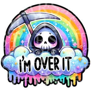 Im Over It Reaper Charm Size Decal White Gloss Vinyl