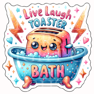 Live Laugh Toaster Bath Charm Size Decal White Gloss Vinyl