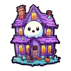 Purple Haunted House Charm Size Decal White Gloss Vinyl