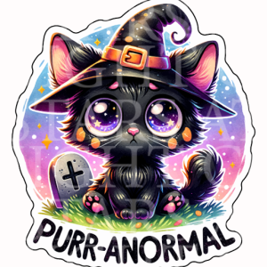 Purr Anormal Cat Charm Size Decal White Gloss Vinyl