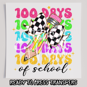 Faux Glitter 100 Days Of School Checkered Bow