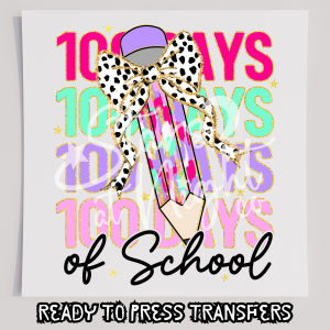 Faux Glitter 100 Days Of School Pencil Bow