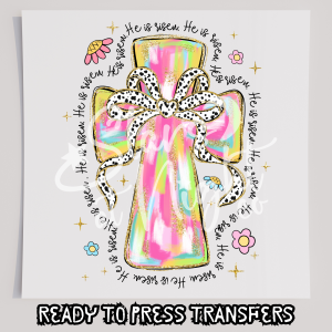 Faux Glitter Brush Stroke Bow He Is Risen
