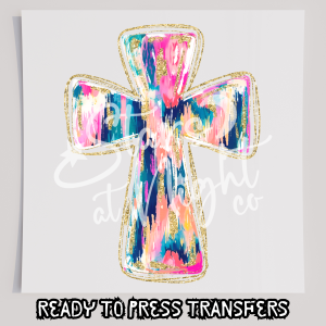 Faux Glitter Brush Stroke Cross