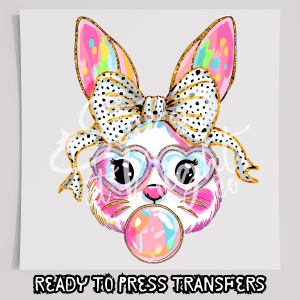 Faux Glitter Bunny Blowing Bubble