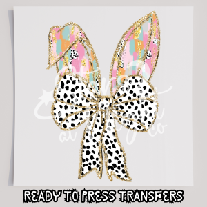 Faux Glitter Bunny Ears With Bow