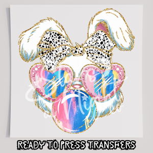 Faux Glitter Bunny Heart With Glasses