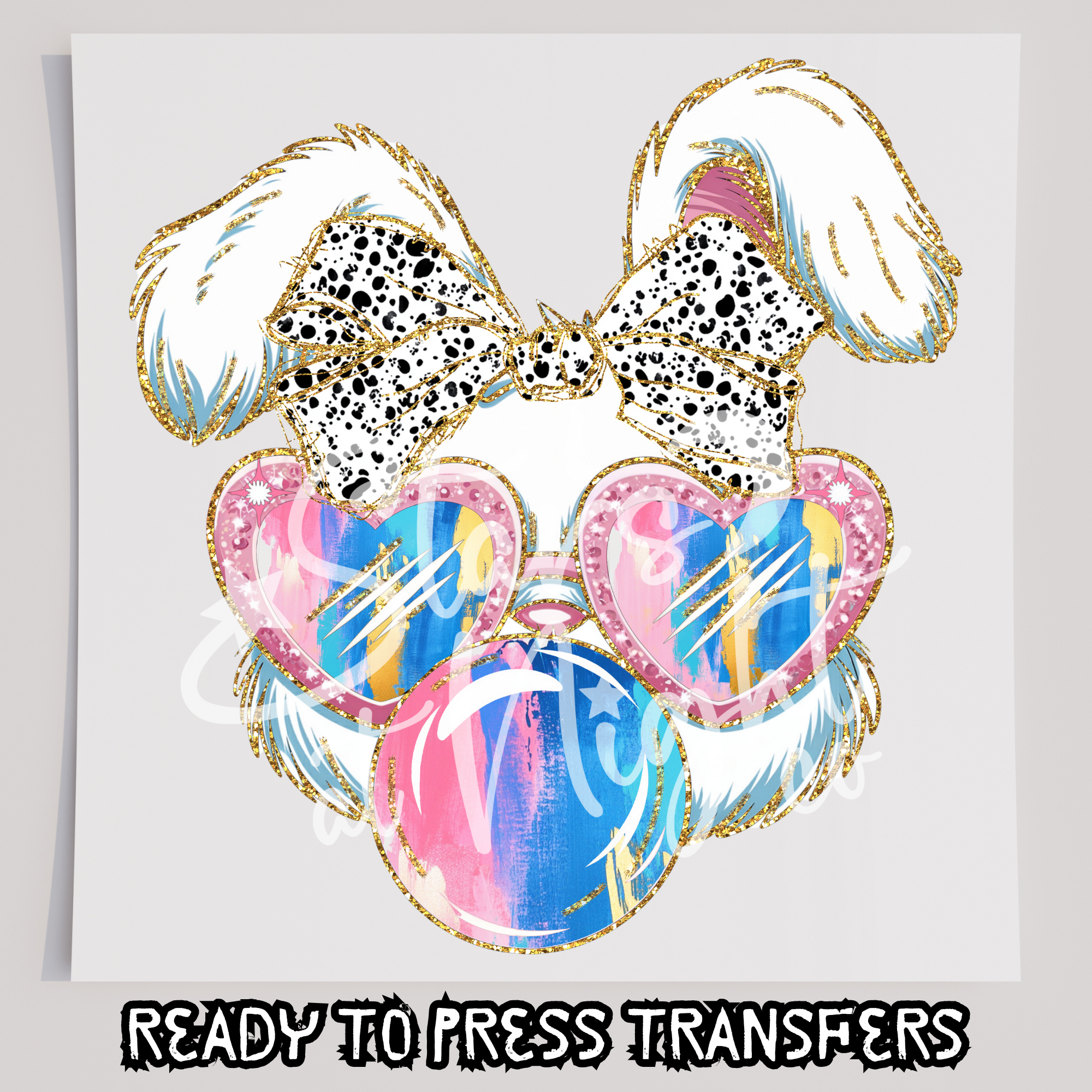 Faux Glitter Bunny Heart With Glasses