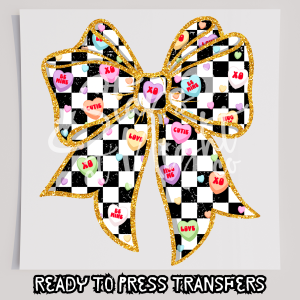 Faux Glitter Candy Heart Bow
