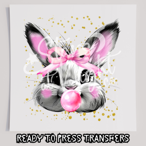 Faux Glitter Easter Bunny Blowing Bubble