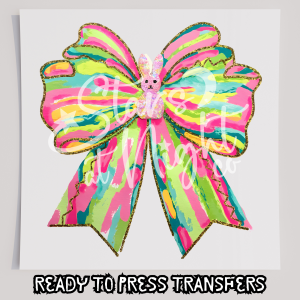 Faux Glitter Easter Peep Brush Stroke Bow