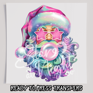 Faux Glitter Iridescent Santa Blowing Bubble