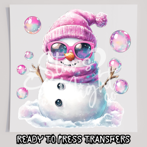 Pink Snowman With Glasses