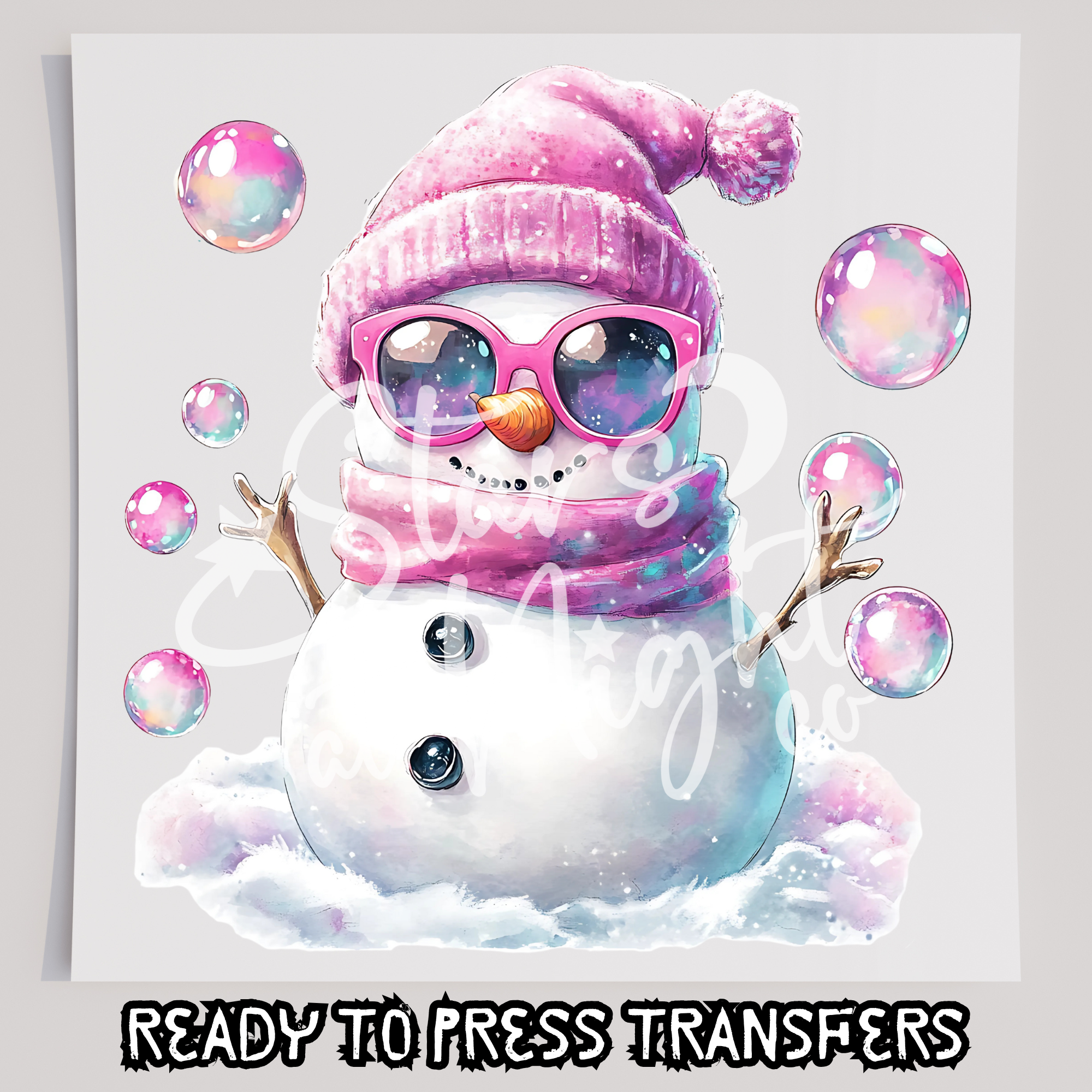 Pink Snowman With Glasses