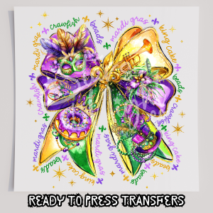 Faux Glitter Decorated Mardi Gras Bow
