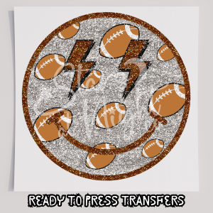 Faux Glitter Football Smiley Face