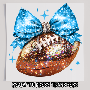 Faux Glitter Football With Blue Bow