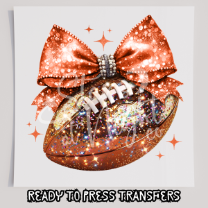 Faux Glitter Football With Orange Bow