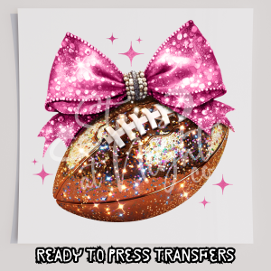 Faux Glitter Football With Pink Bow