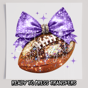 Faux Glitter Football With Purple Bow