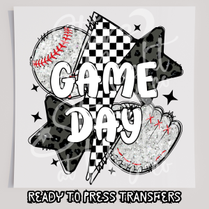 Faux Glitter Gameday Baseball Lightning Bolt