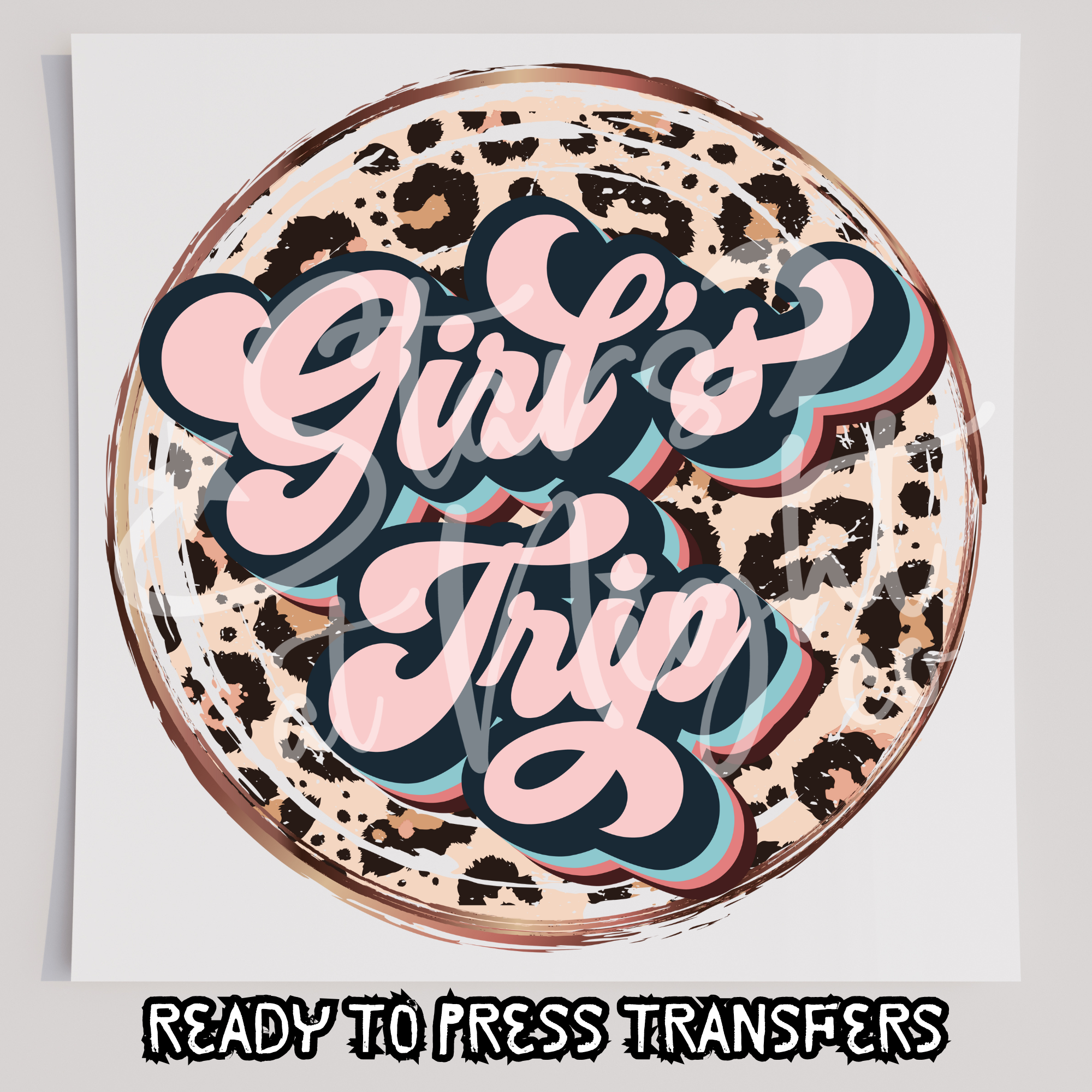 Girls Trip Pink Leopard Print Circle