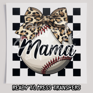 Mama Baseball Checkered With Bow