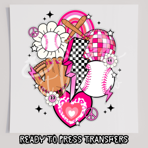 Retro Pink Baseball Collage