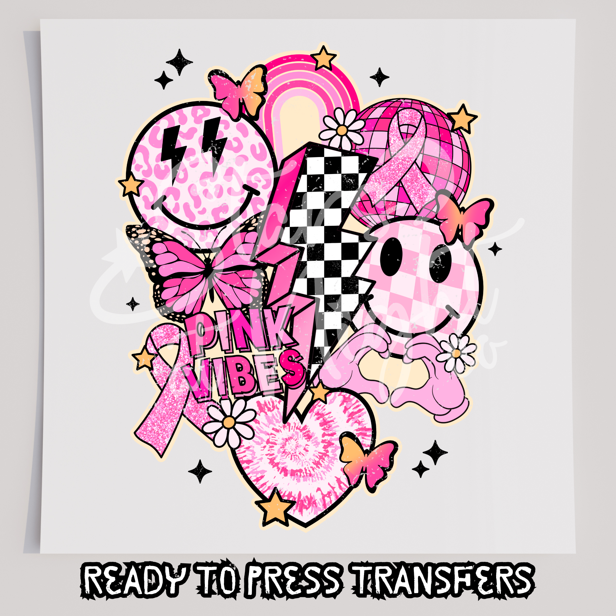 Retro Pink Vibes Breast Cancer Collage