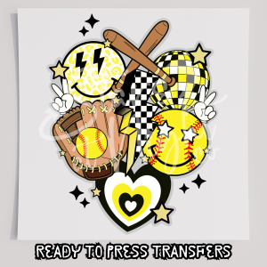 Retro Softball Black And Yellow